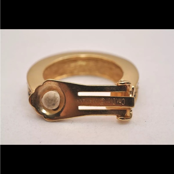 Christian Dior Vintage Rhinestone Clip-on Earrings Gold Tone CD 6723J - Picture 4 of 14